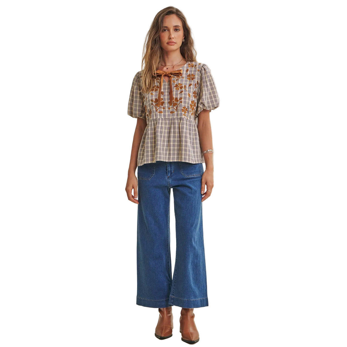FRENCH PLAID TOP