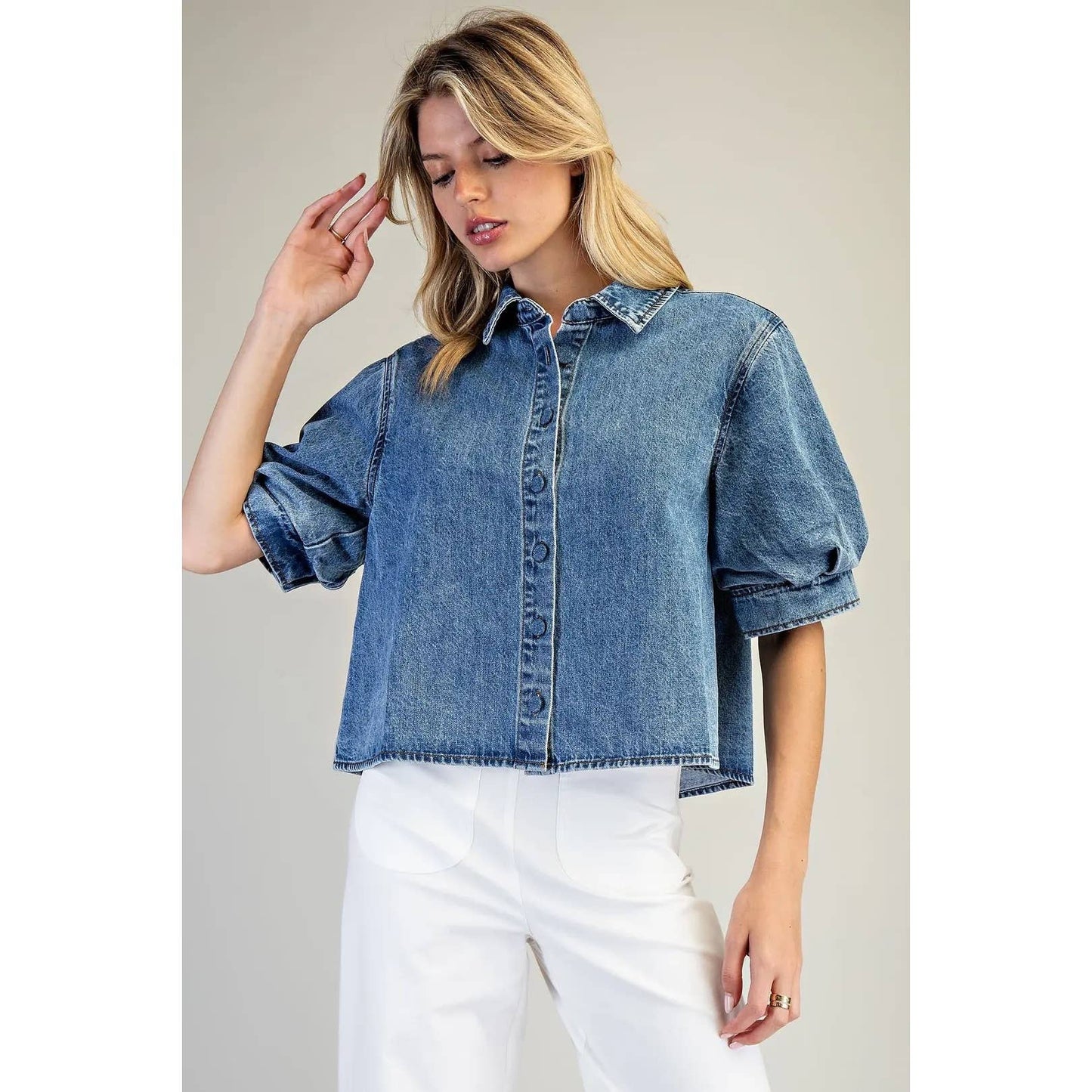 Denim Puff Sleeve Top
