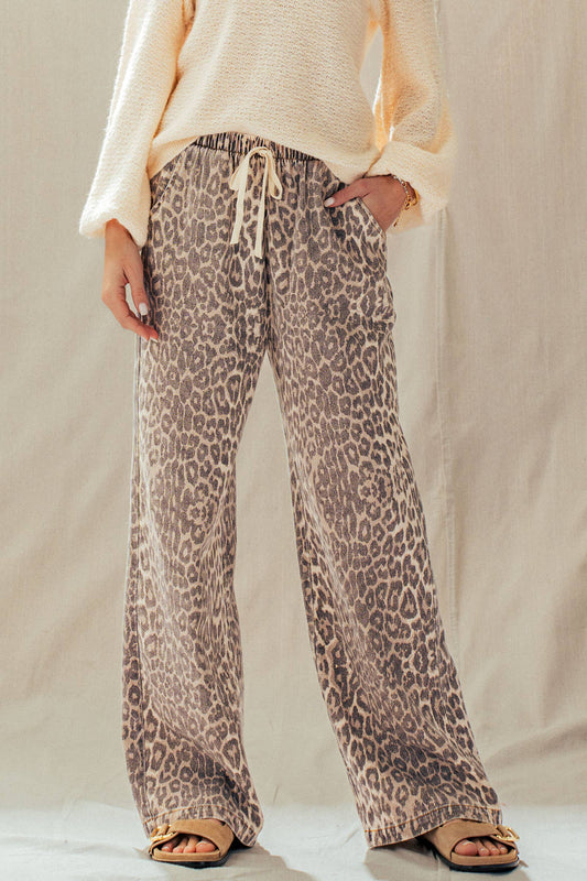 Leopard Wide Leg Drawstring