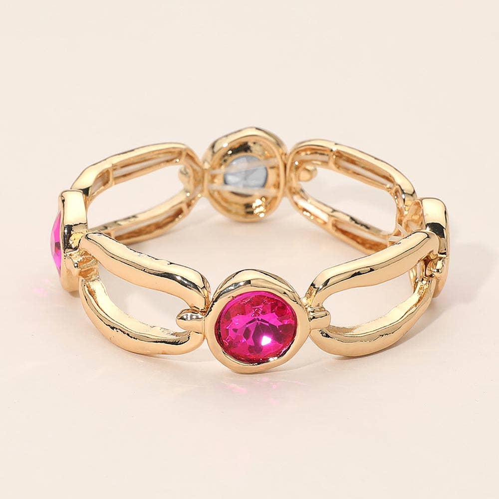 Round Hammered Oval Stretch Bracelet