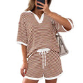 Striped Short Sleeve Knit Set