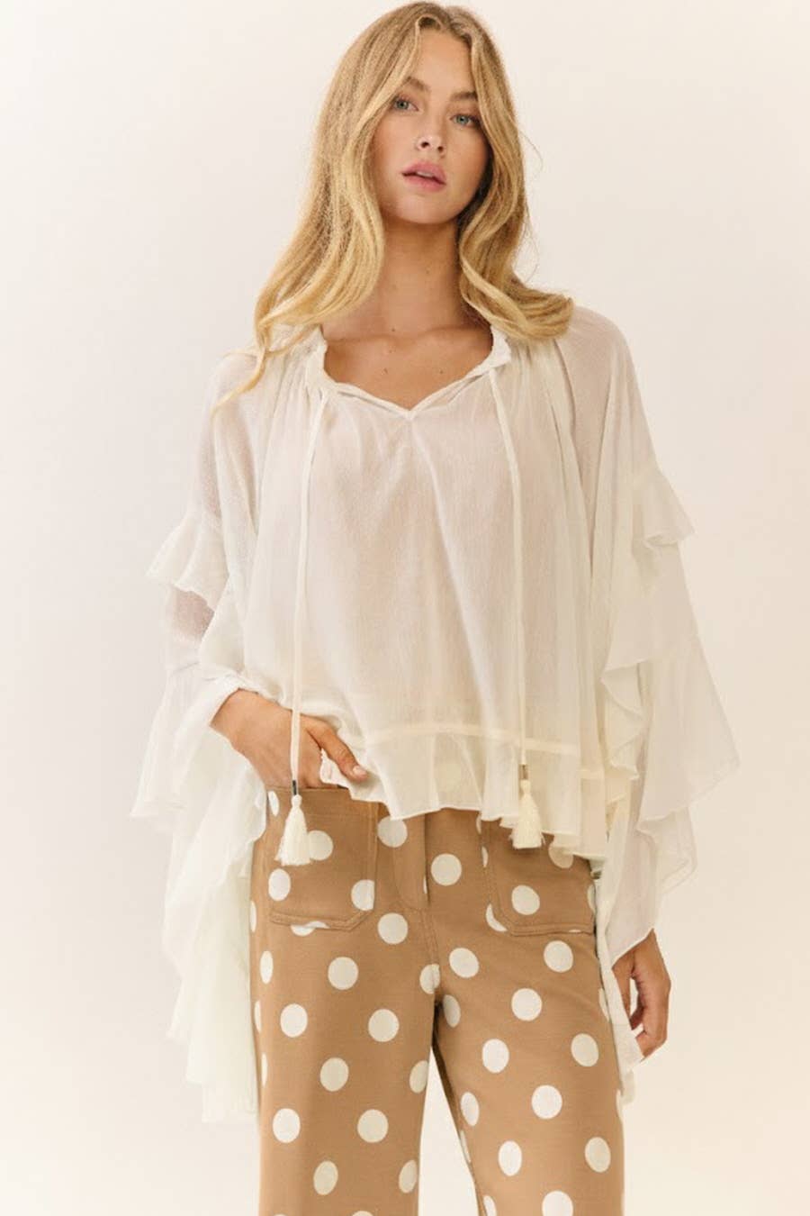 Polka Dot high-rise wide leg pants *