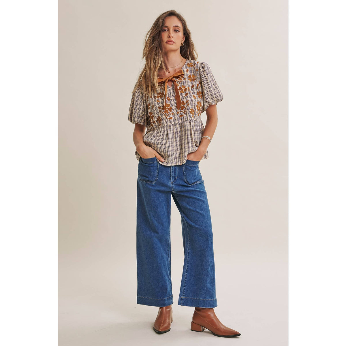 FRENCH PLAID TOP