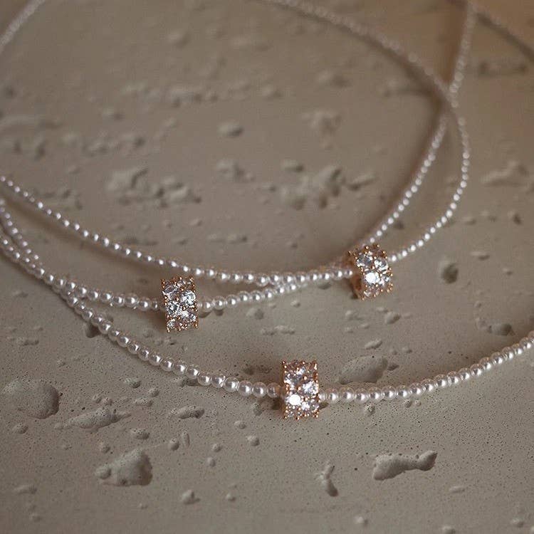 Pearl Encrusted Rhinestone Necklace