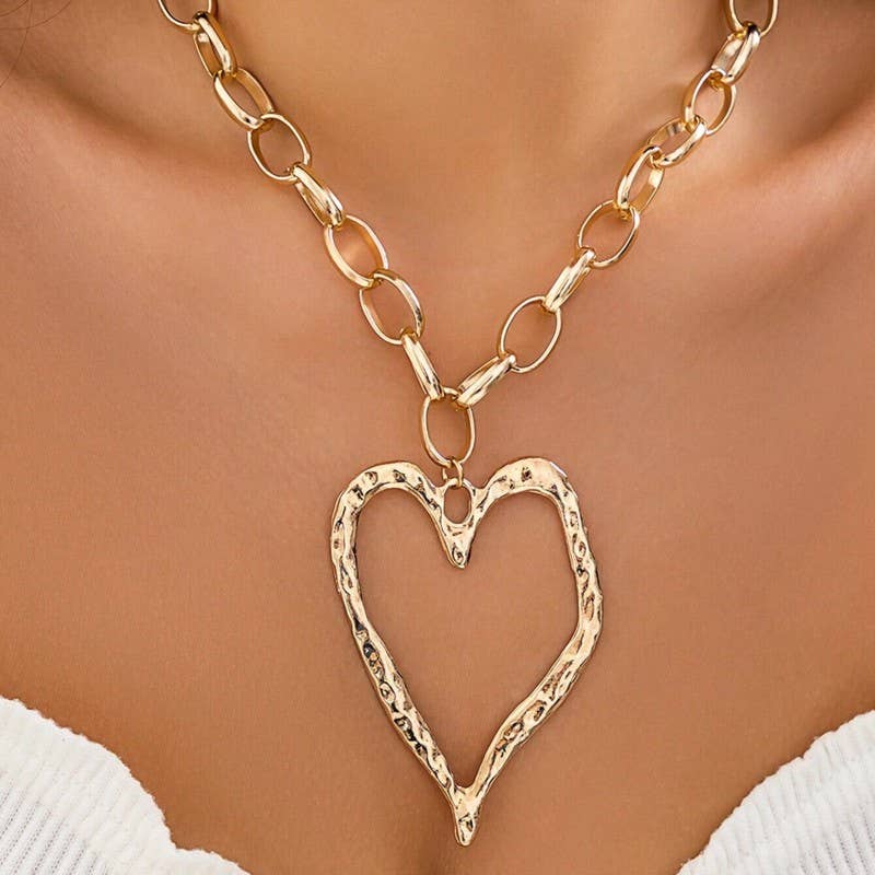 Hammered Open Heart Necklace