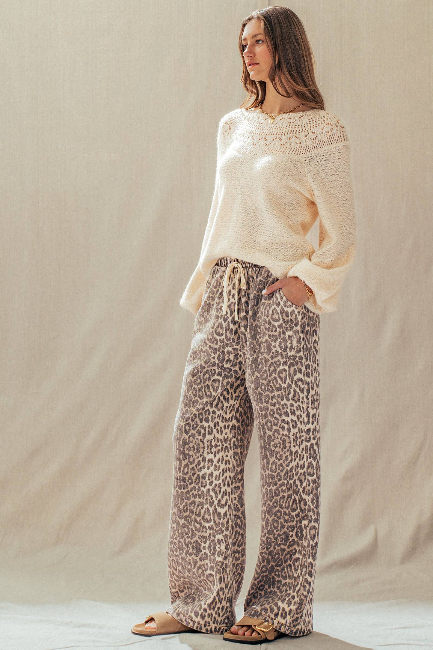 Leopard Wide Leg Drawstring