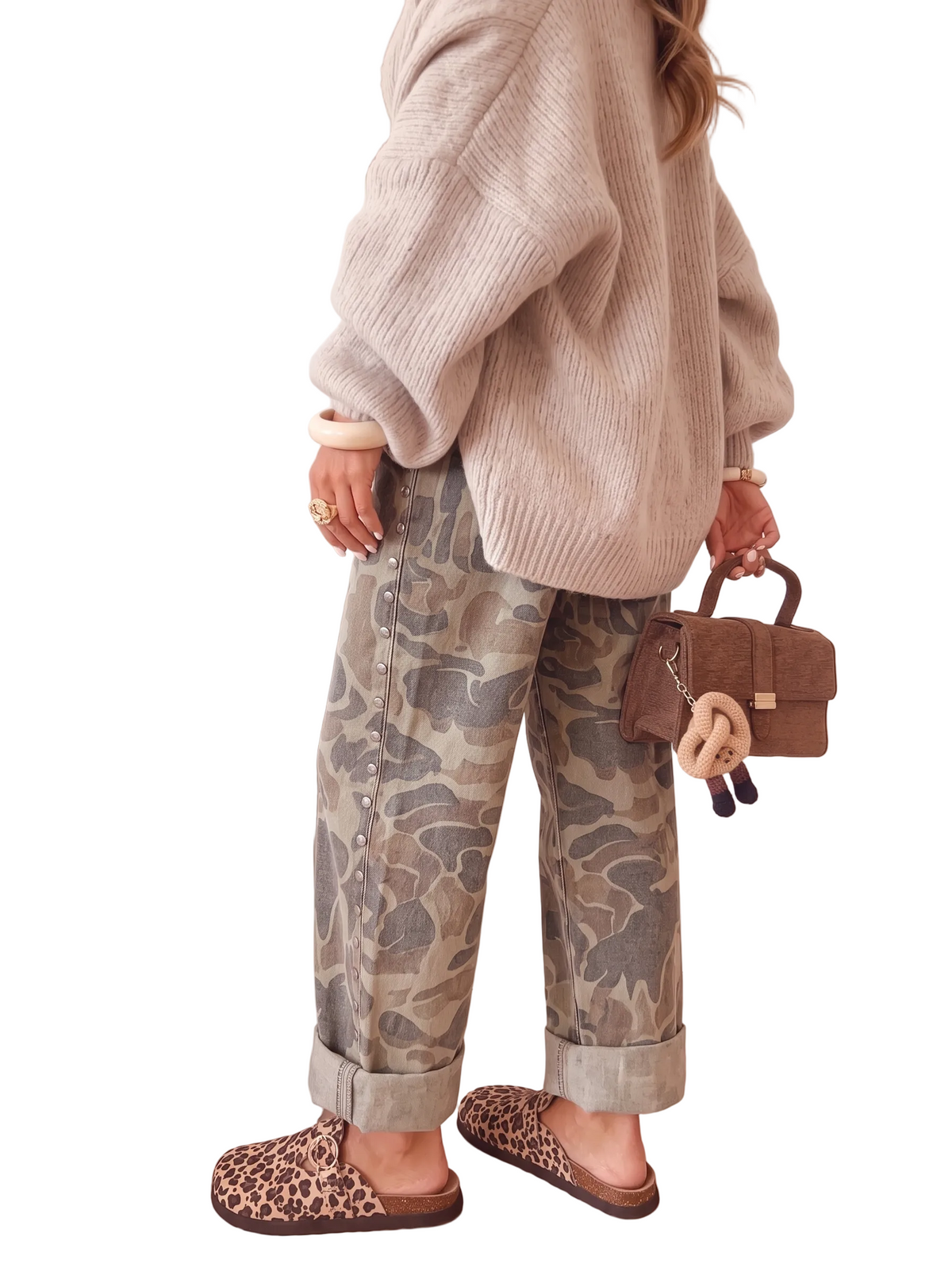 Camo Studded Casual Jeans