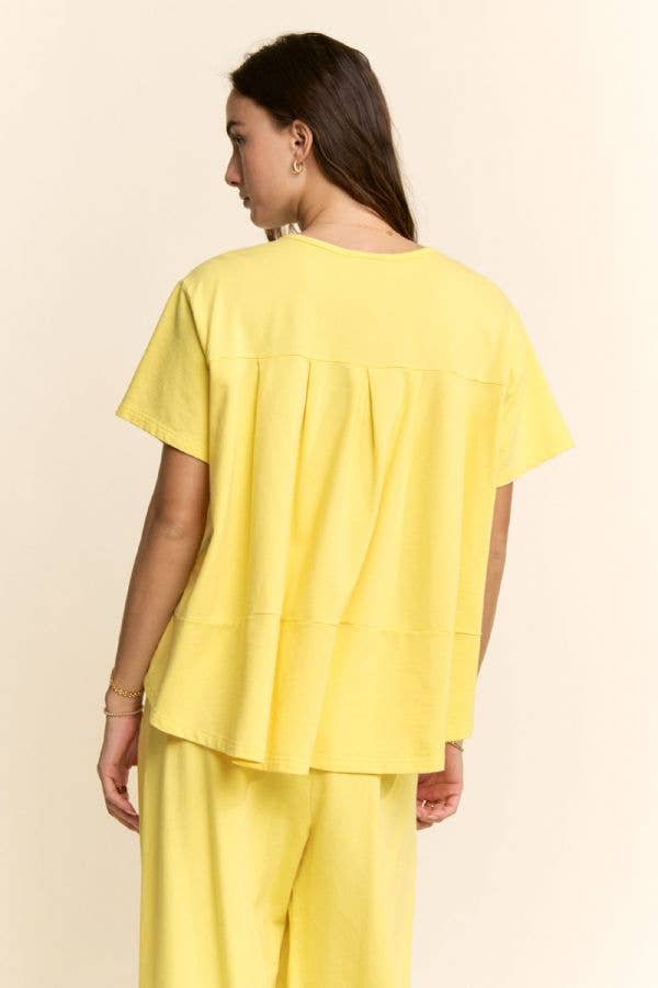 DETP40335-GARMENT WASHED PLEAT TOP PANTS SET