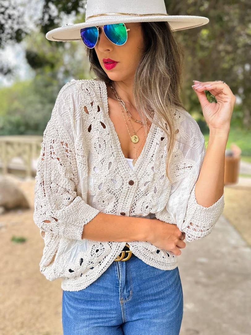 Ivory Crochet Lace Cardigan – Boutique Layering Bestseller