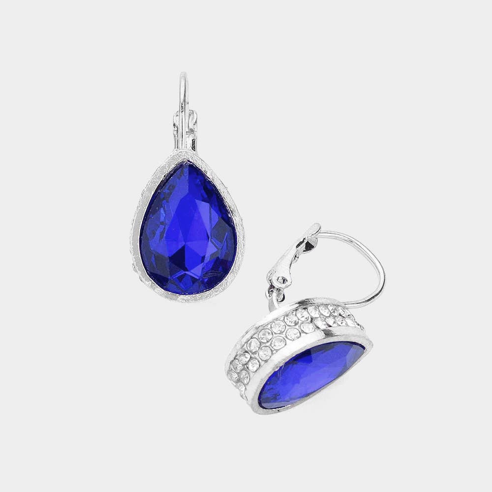 Teardrop Stone Lever Back Earrings