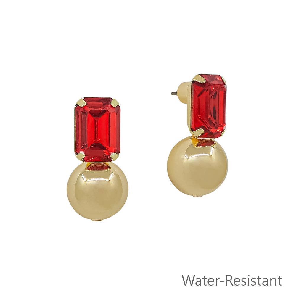 1" Red Ball Earring
