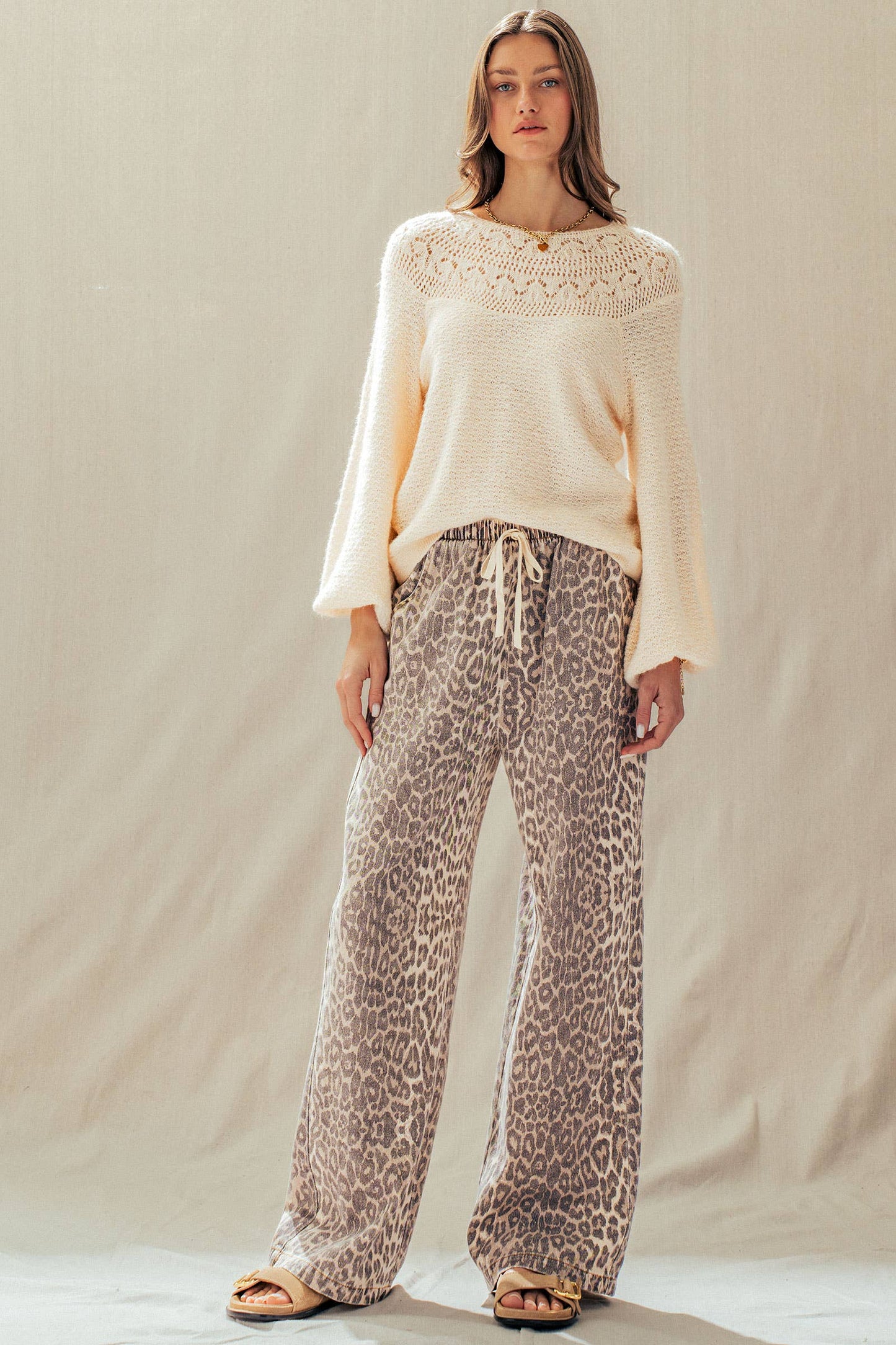 Leopard Wide Leg Drawstring