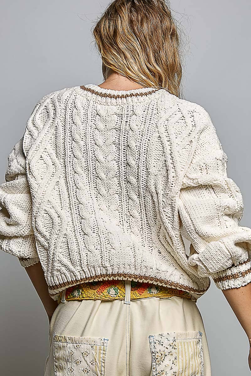 Cable Knit Trim Sweater