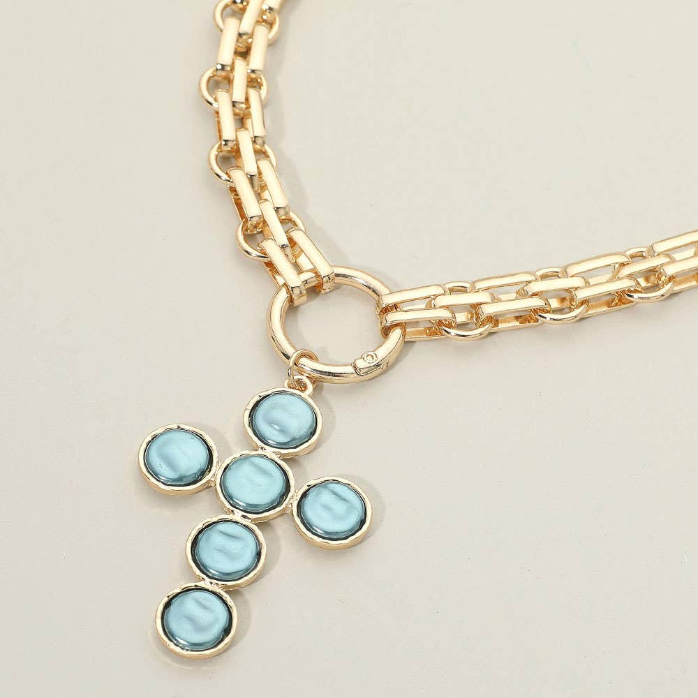 Pearl Cross Charm Necklace