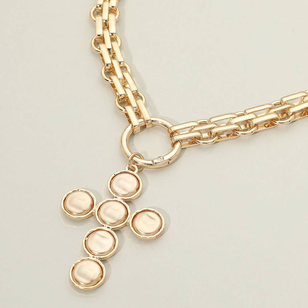 Pearl Cross Charm Necklace