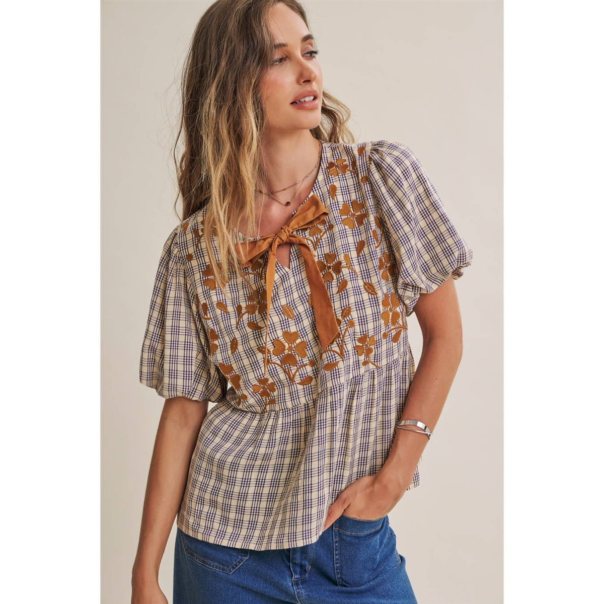 FRENCH PLAID TOP