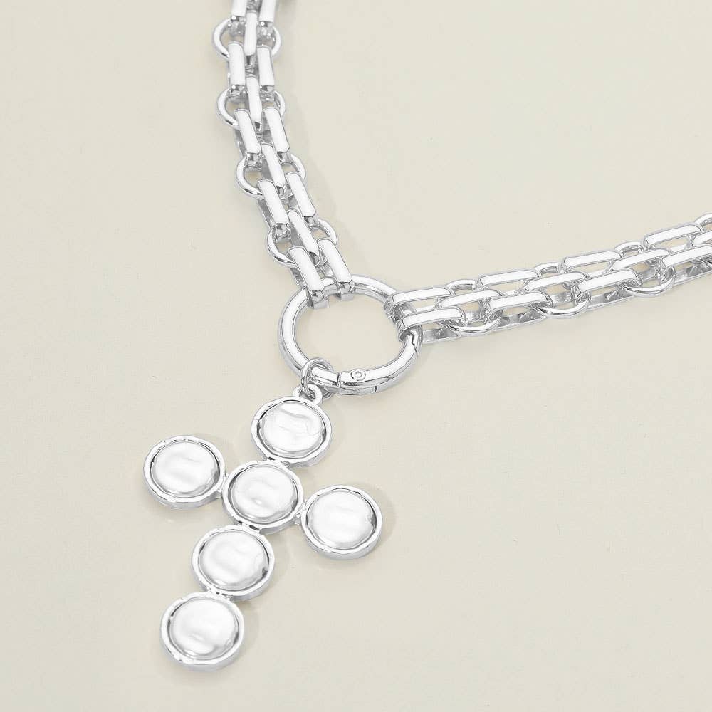 Pearl Cross Charm Necklace