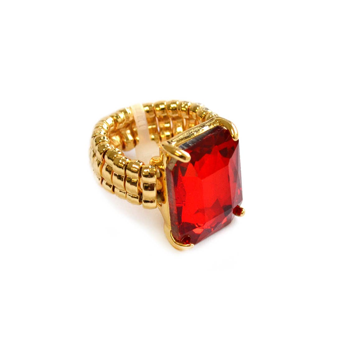 Rectangular Glass Cocktail Cut Stretched Adjustable Ring
