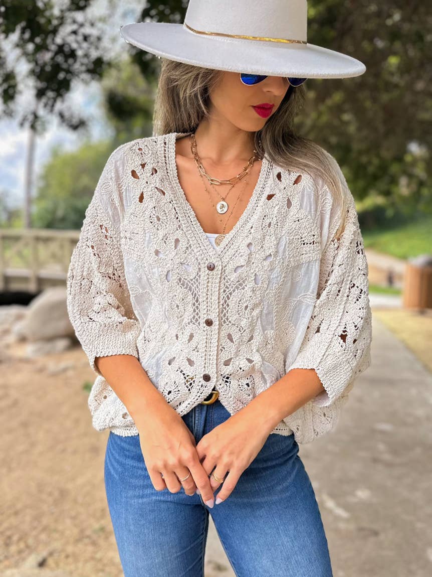 Ivory Crochet Lace Cardigan – Boutique Layering Bestseller