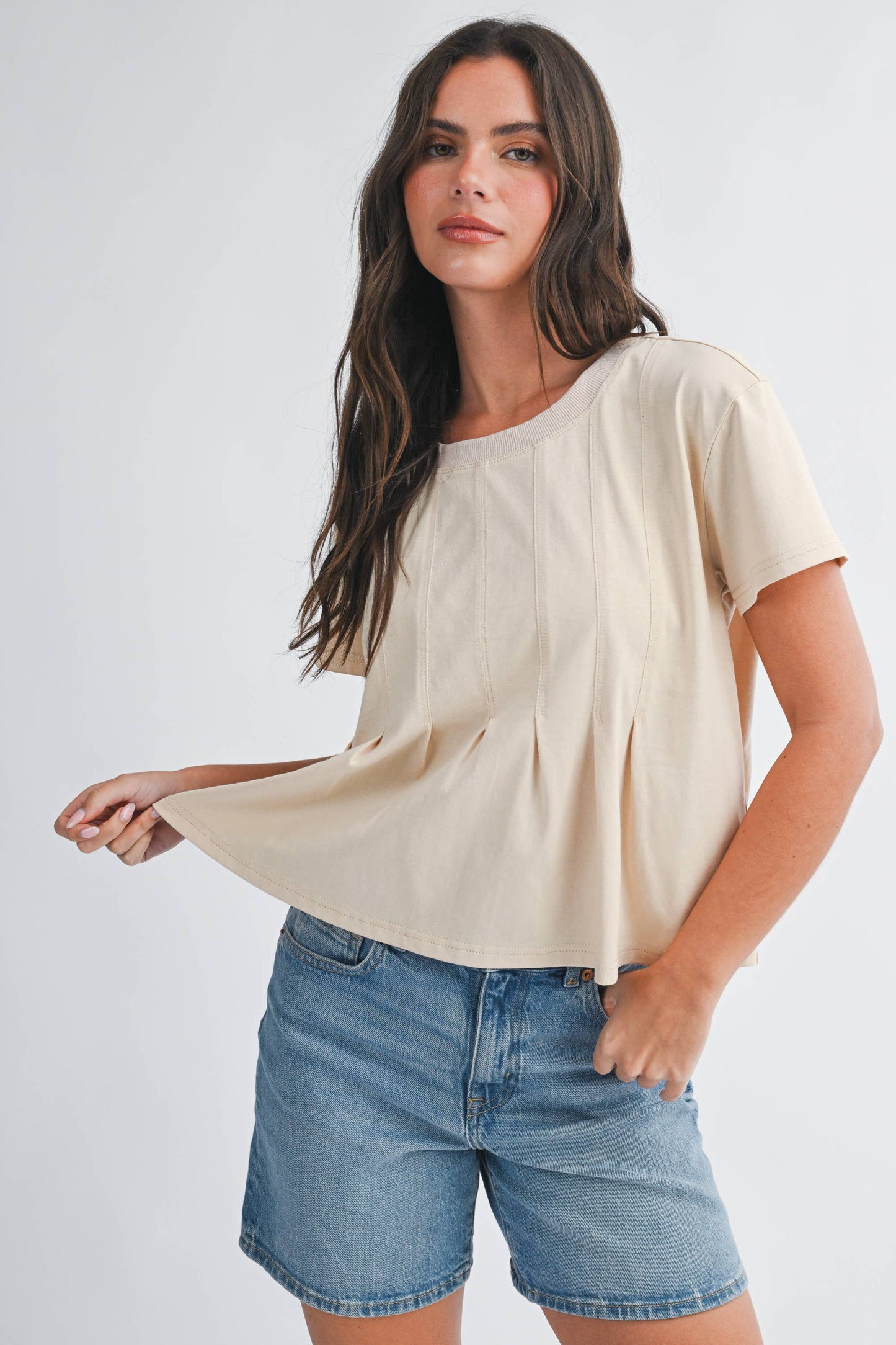 Pleated Swing Tee Top