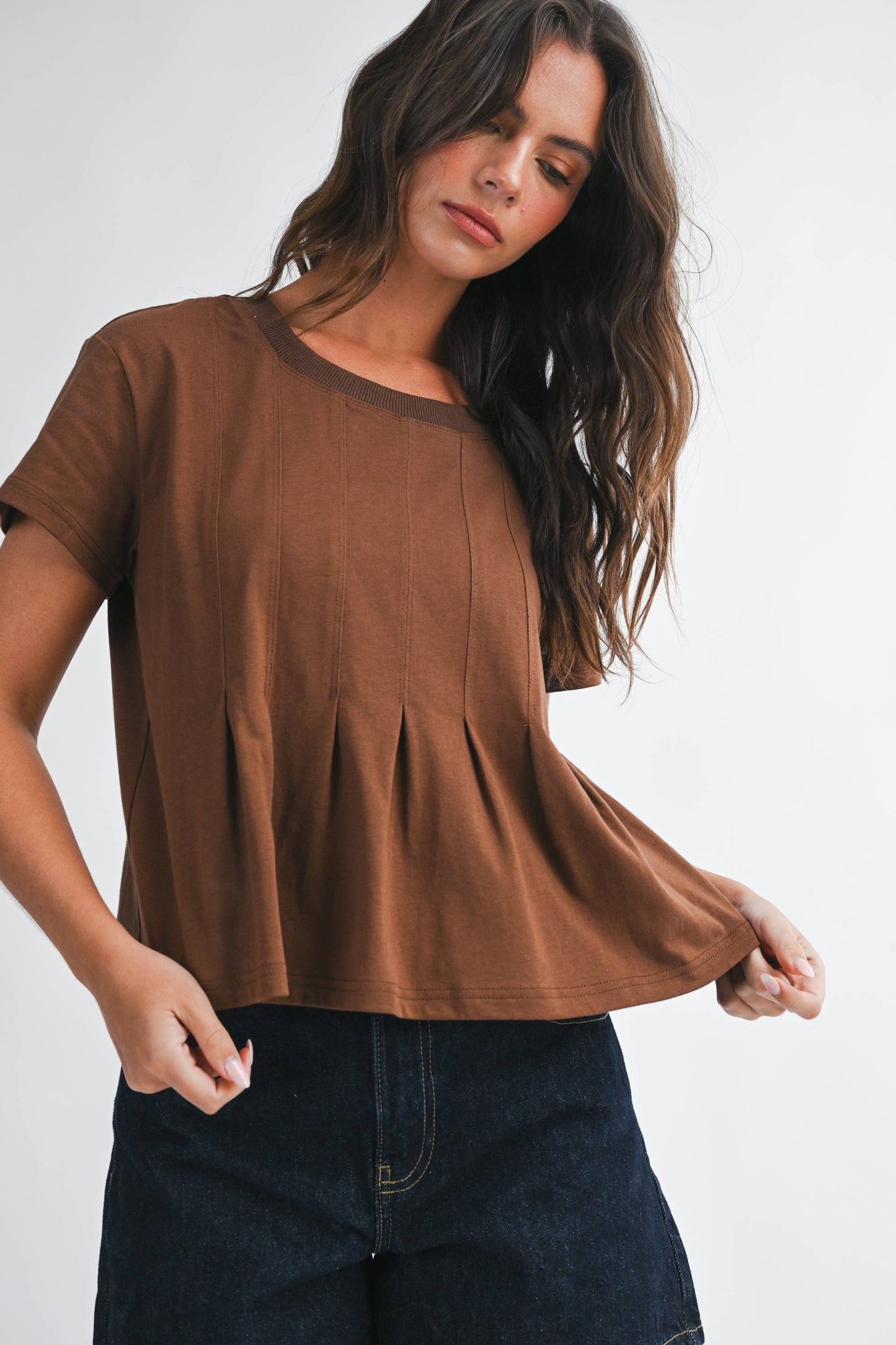 Pleated Swing Tee Top