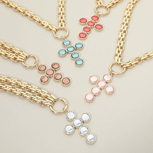 Pearl Cross Charm Necklace