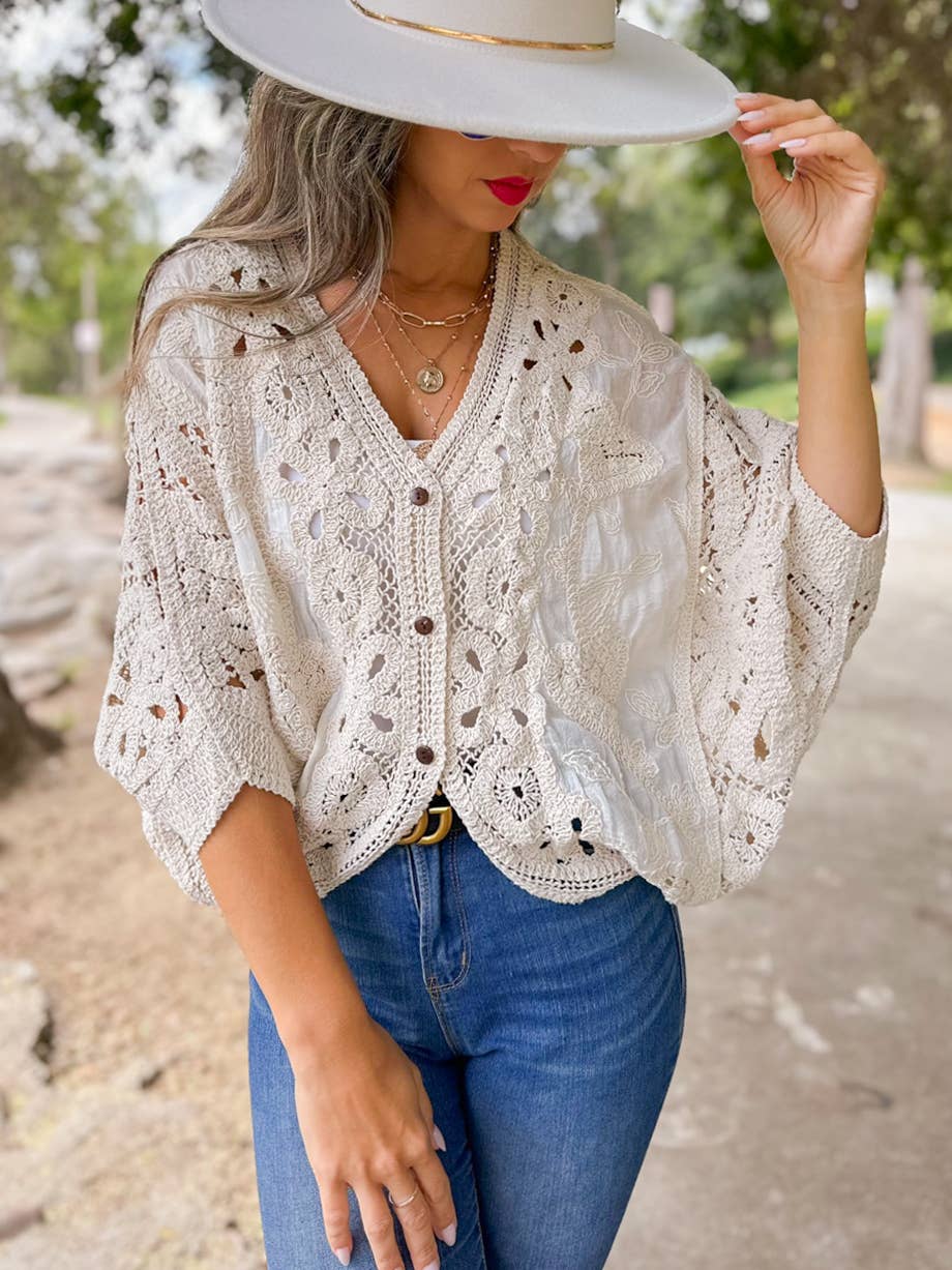 Ivory Crochet Lace Cardigan – Boutique Layering Bestseller