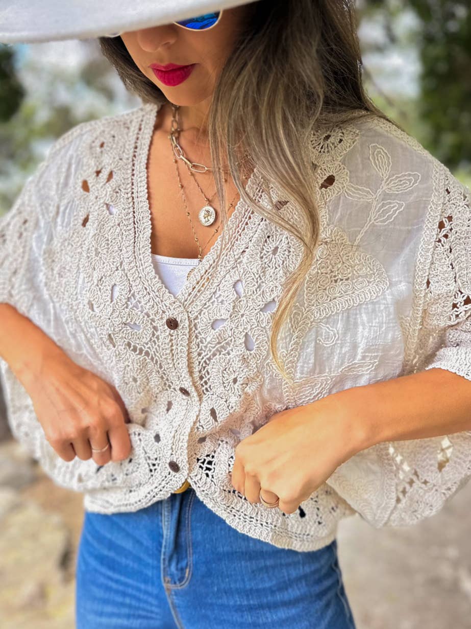 Ivory Crochet Lace Cardigan – Boutique Layering Bestseller