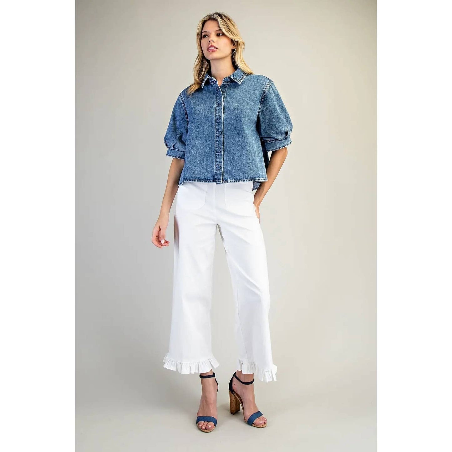 Denim Puff Sleeve Top