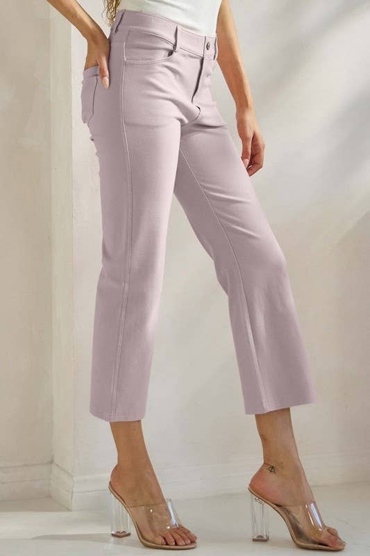 Women's Classic Solid Straight Leg Crop Pants
