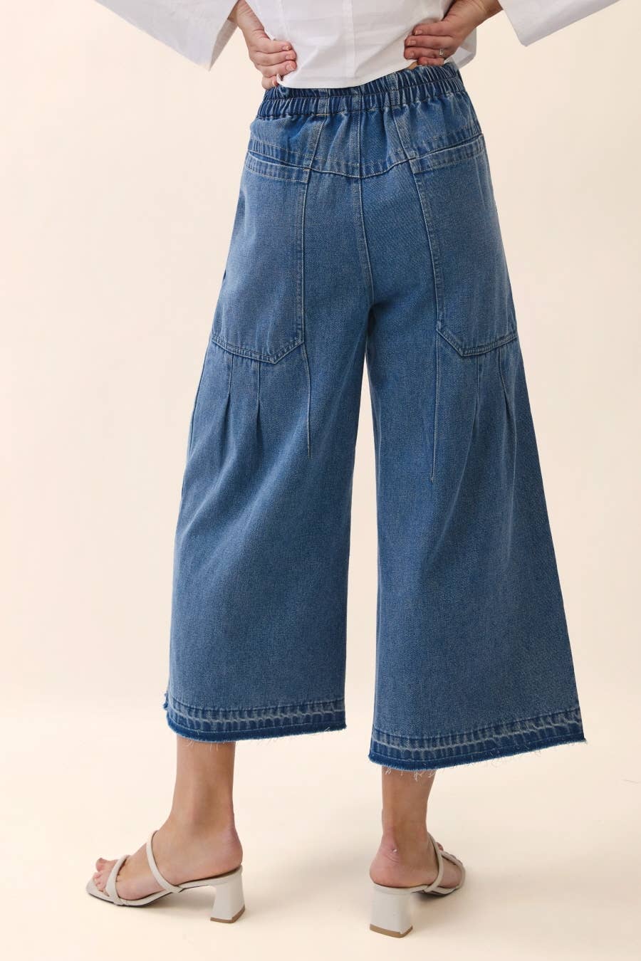 Washed Denim Capri Pants