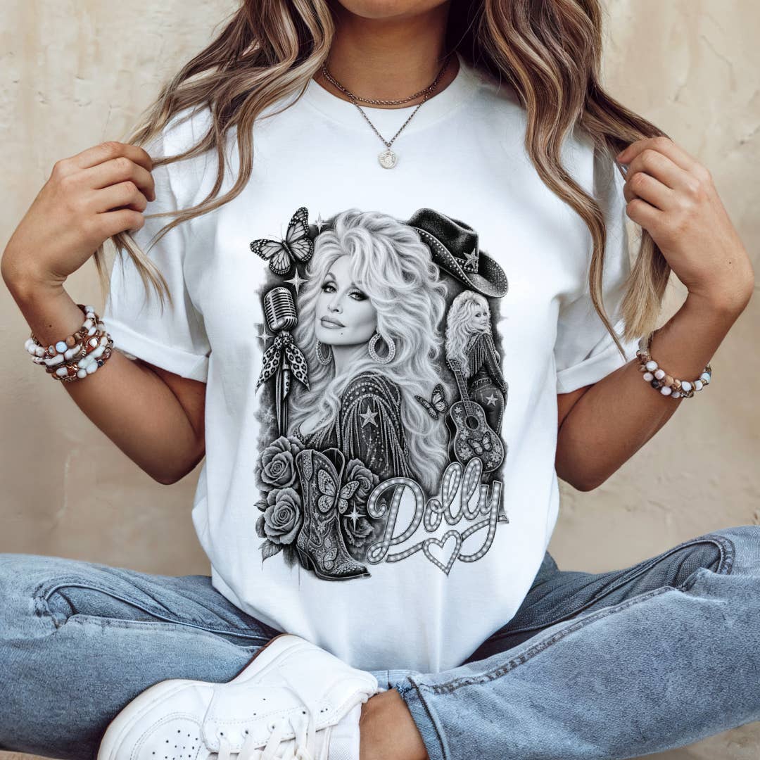 Dolly Parton Tee Black/White