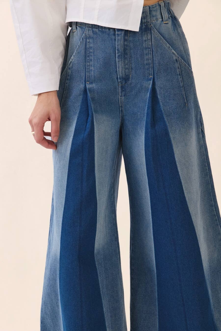 Washed Denim Capri Pants