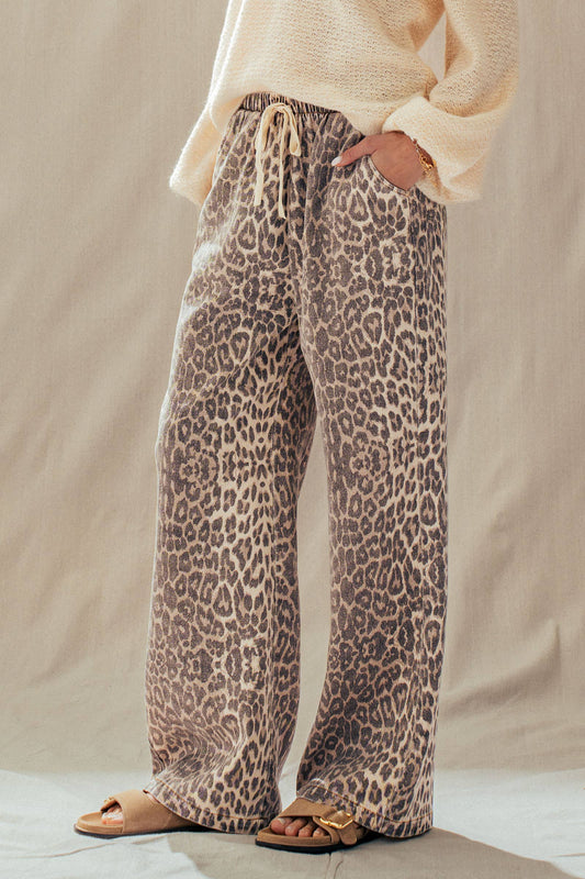 Leopard Wide Leg Drawstring