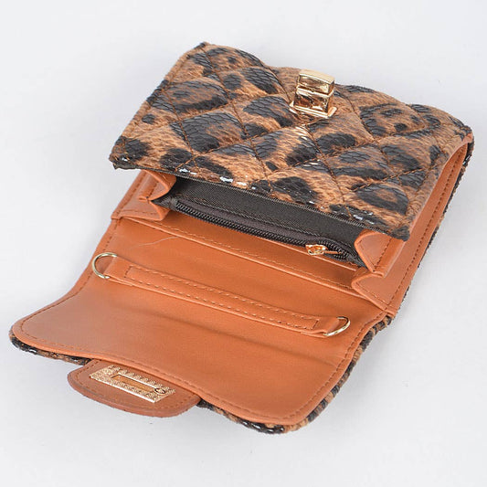 Quilted Leo Cross Body Small Wallet