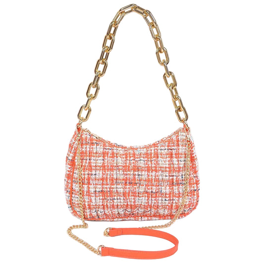 Quilted Tweed Chain Pouch