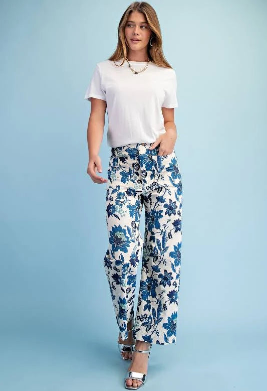 Floral Ankle Crop Pants