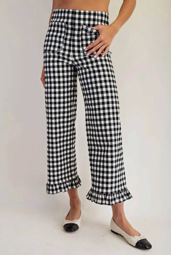 ee:some Gingham Ruffle Hem Pants